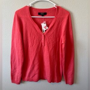 Alex Marie 100% Cashmere Henley Long Sleeve Sweater in Rose NWT Valerie Cozy Lux
